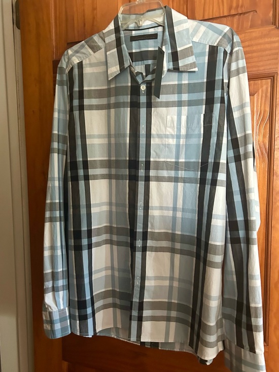 Kenneth Kole New York￼ Other - Mens Kenneth Cole N.Y. light blue w/black plaid long-sleeve button-front shirt